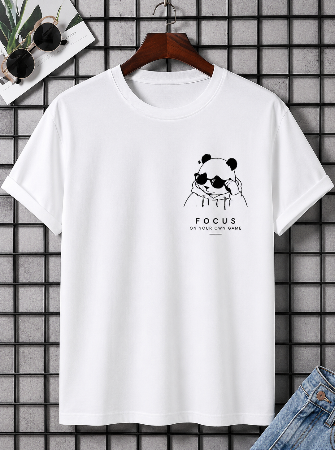 Focus Panda Graphic T-Shirt for Men – Cute Panda Printed Casual Streetwear Tee