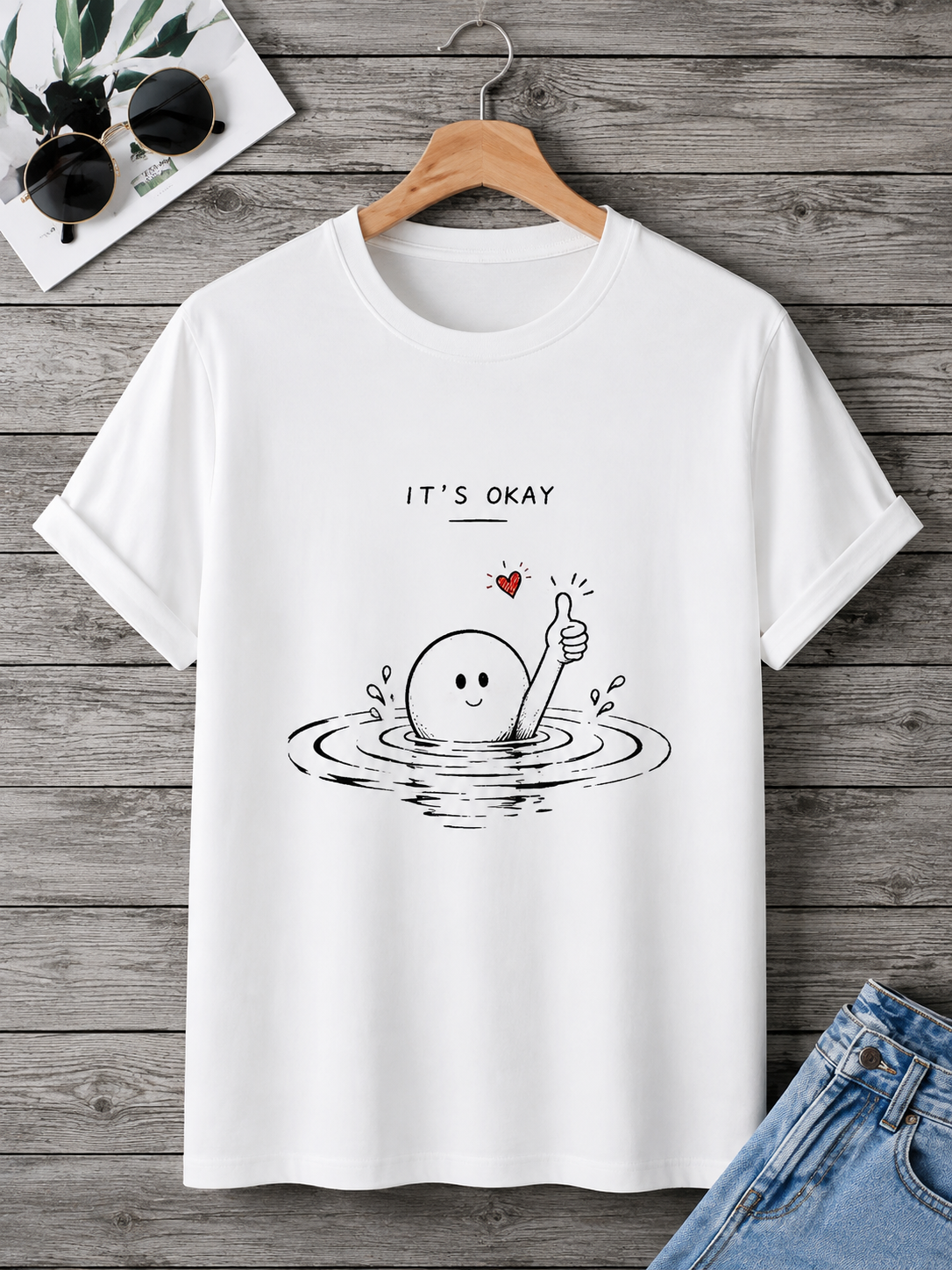 It’s Okay Motivational T-Shirt for Men – Positive Mindset Graphic White Casual Tee
