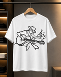 Vintage Guitar Player Graphic T-Shirt – Music Lover Casual White Tee for Men