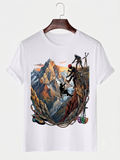 Mountain Climbing Graphic T-Shirt for Men – Adventure & Rock Climbing Printed White Tee