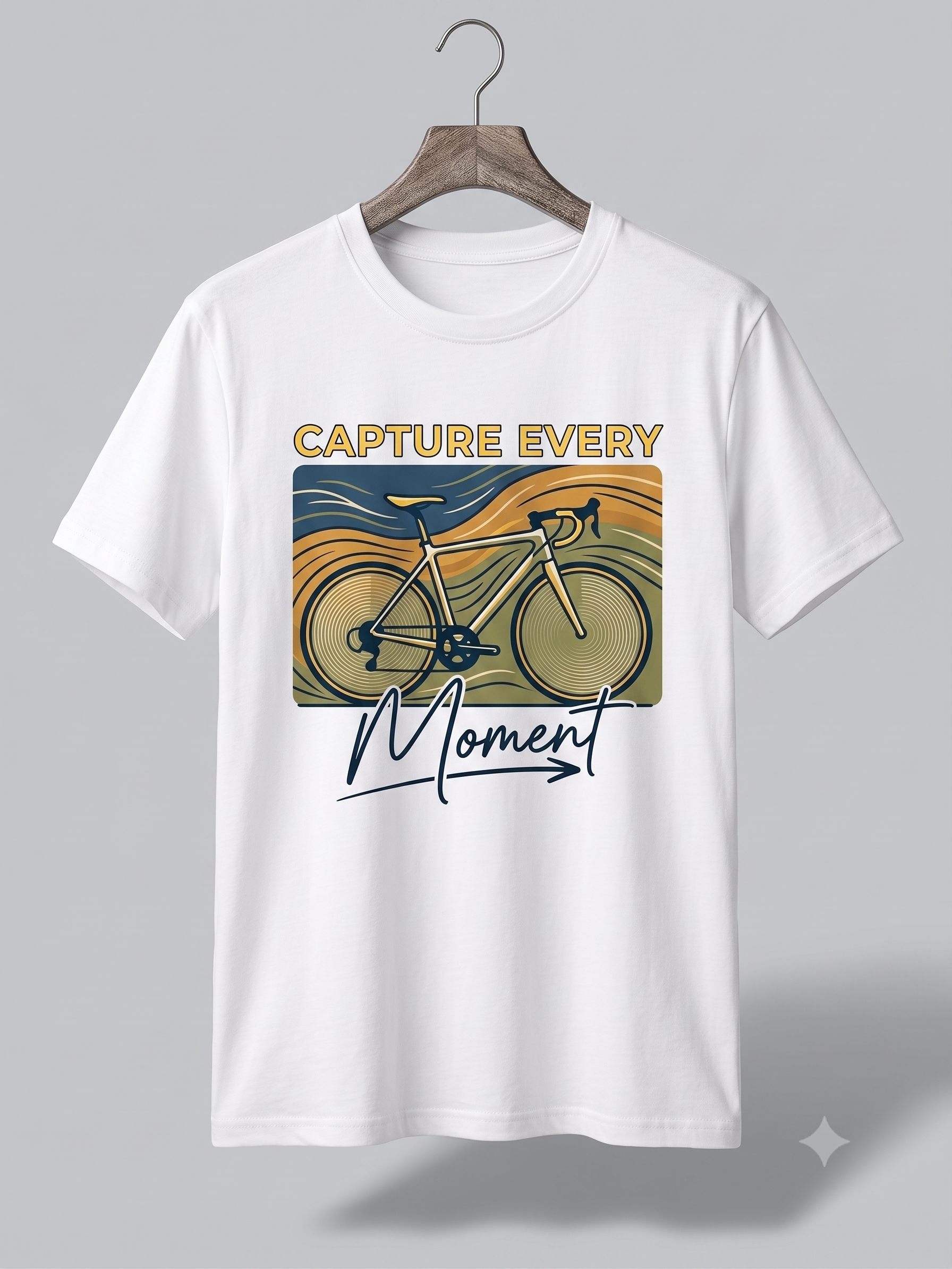 Capture Every Moment Bicycle Graphic T-Shirt for Men – Cycling & Adventure Printed White Tee