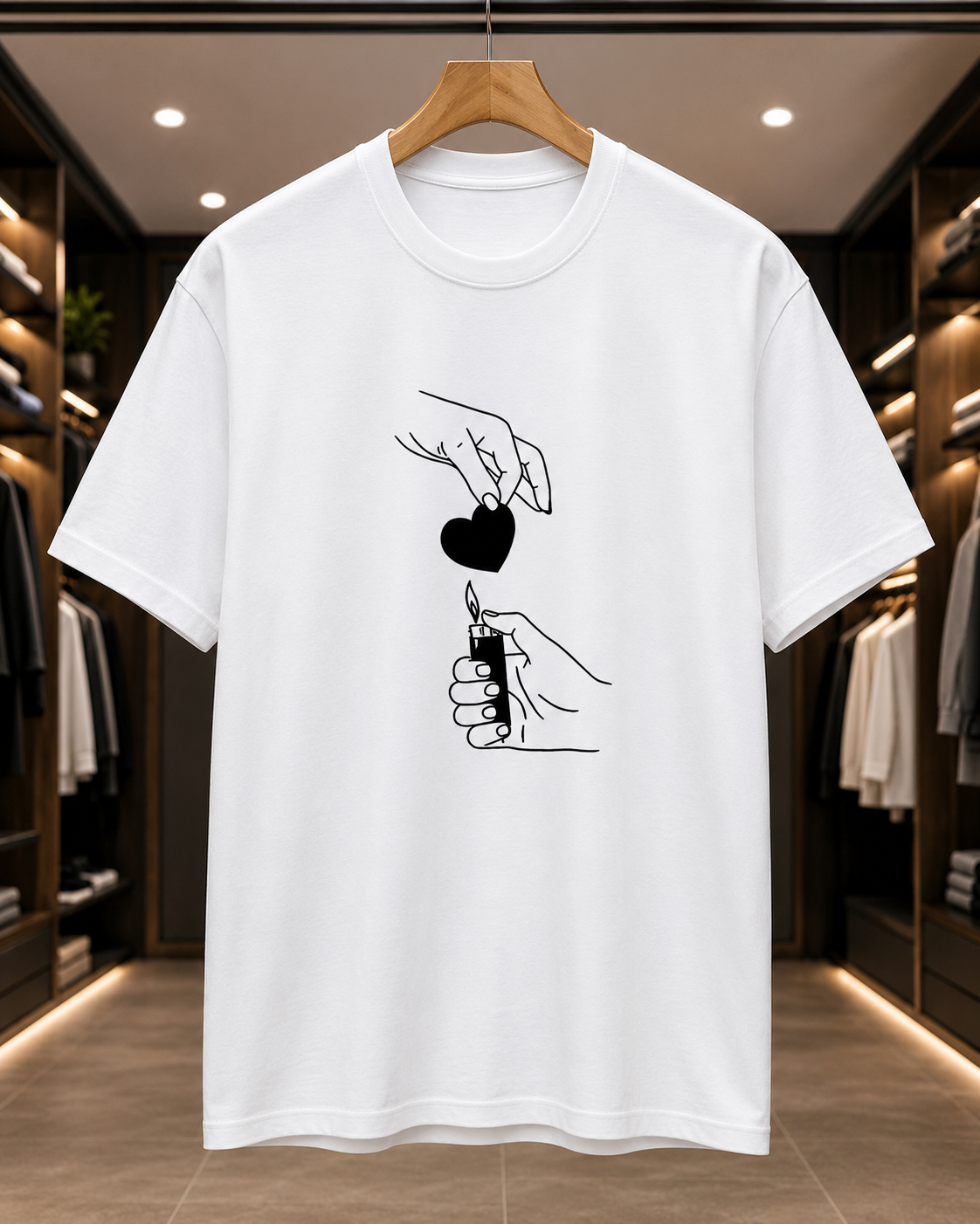 Burning Heart Graphic Oversized T-Shirt – Premium Unisex Cotton Tee