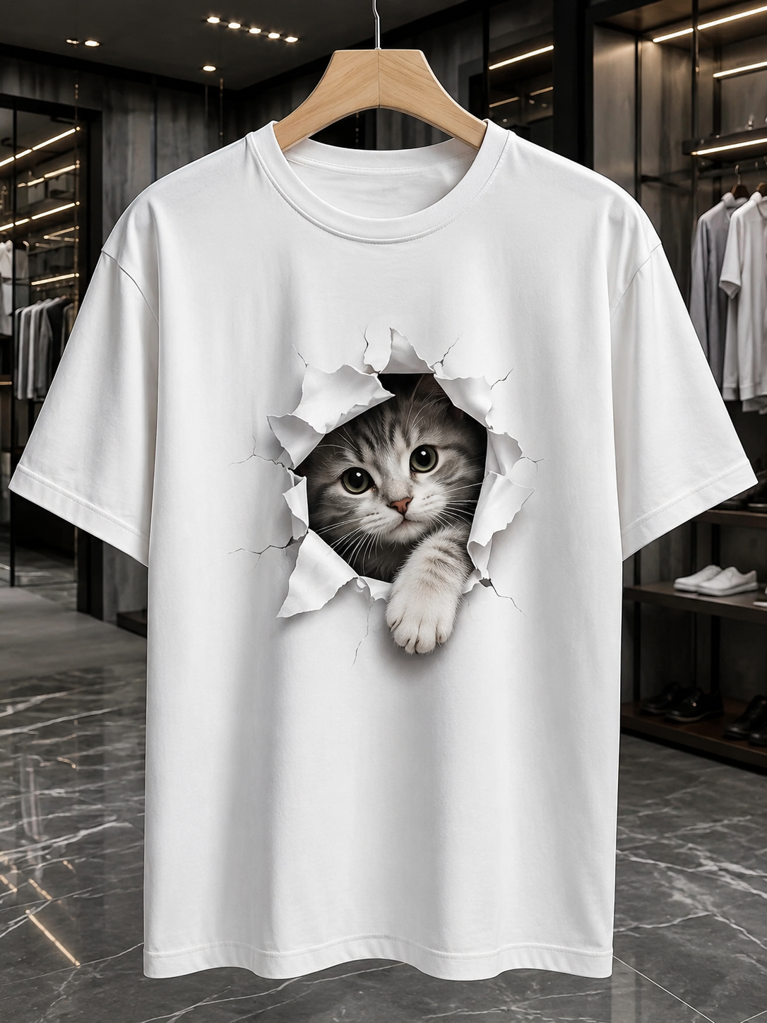 3D Cat Peek-A-Boo T-Shirt