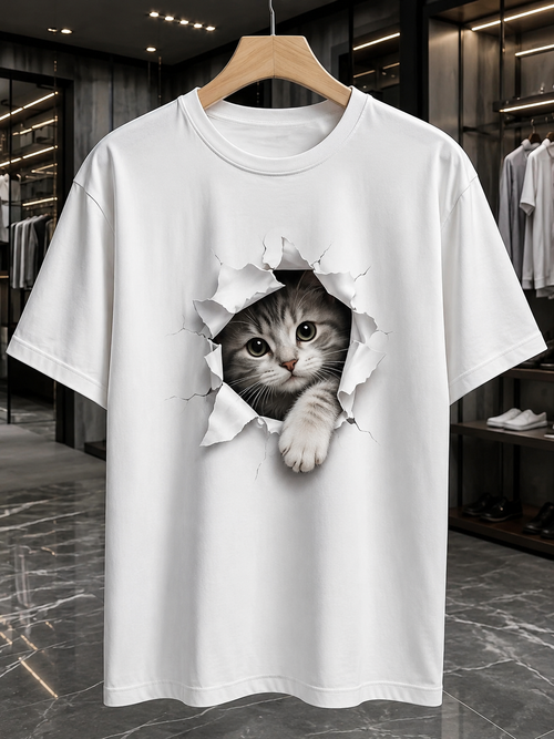 3D Cat Peek-A-Boo T-Shirt